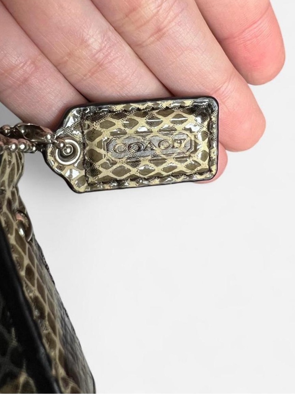 Coach Soho Exotic Python Mini Crossbody Bag with silver hardware and buckle - Picture 3 of 8